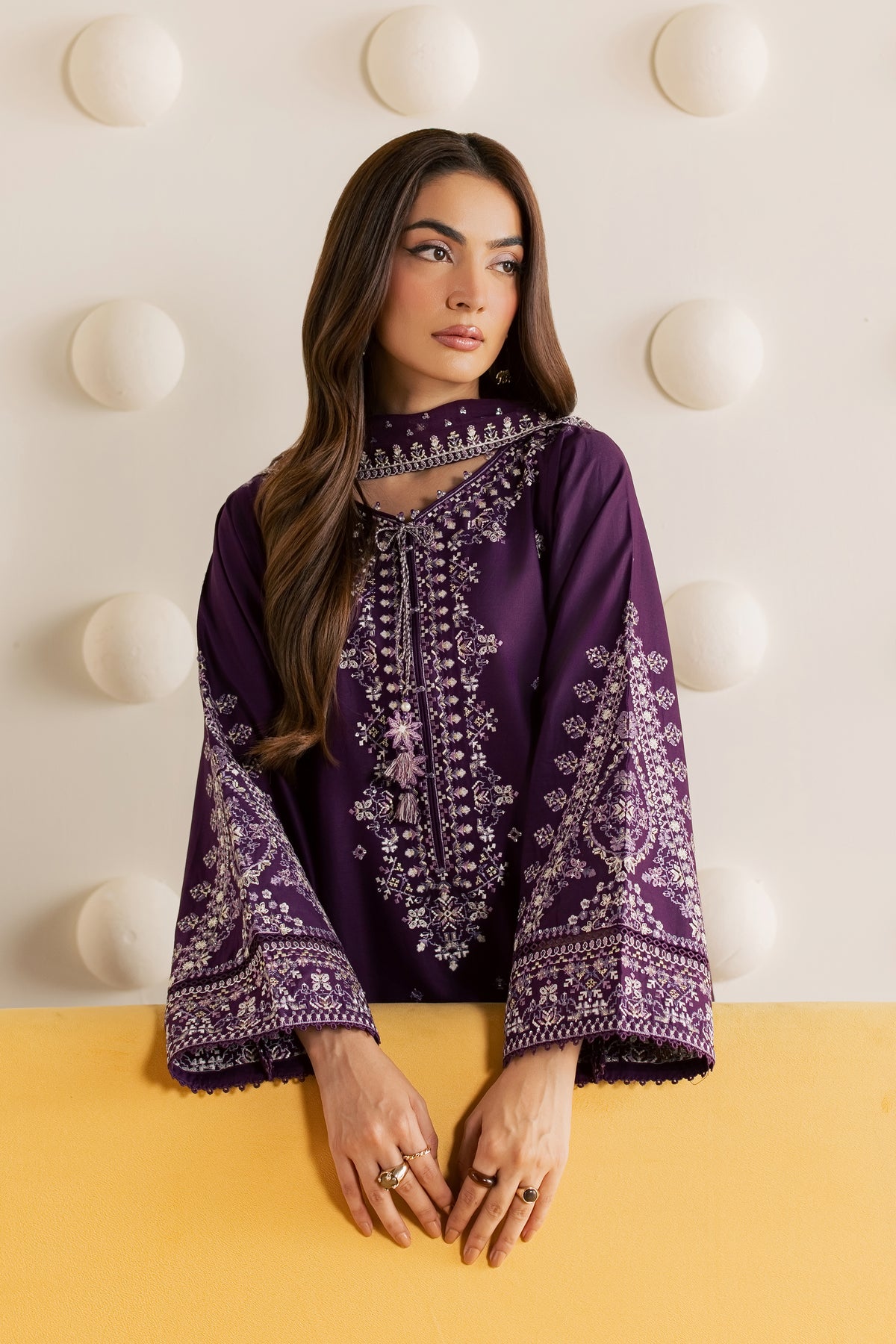 Naushi 3Pc - Embroidered Cambric Pret