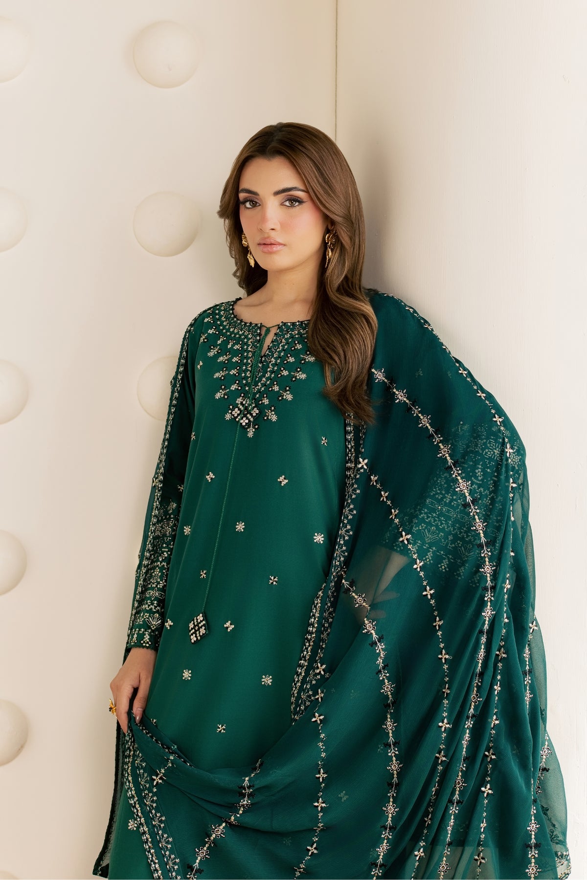 Green Mina 3Pc - Embroidered Cambric Pret