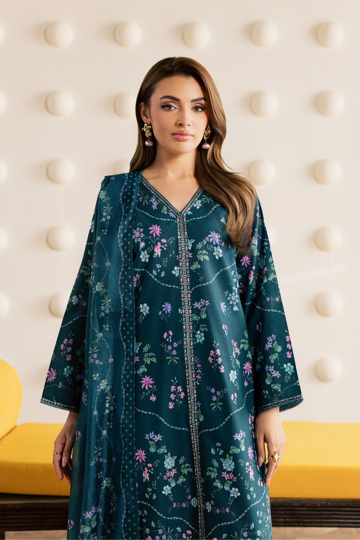 Aswa 3Pc - Embroidered Cambric Pret