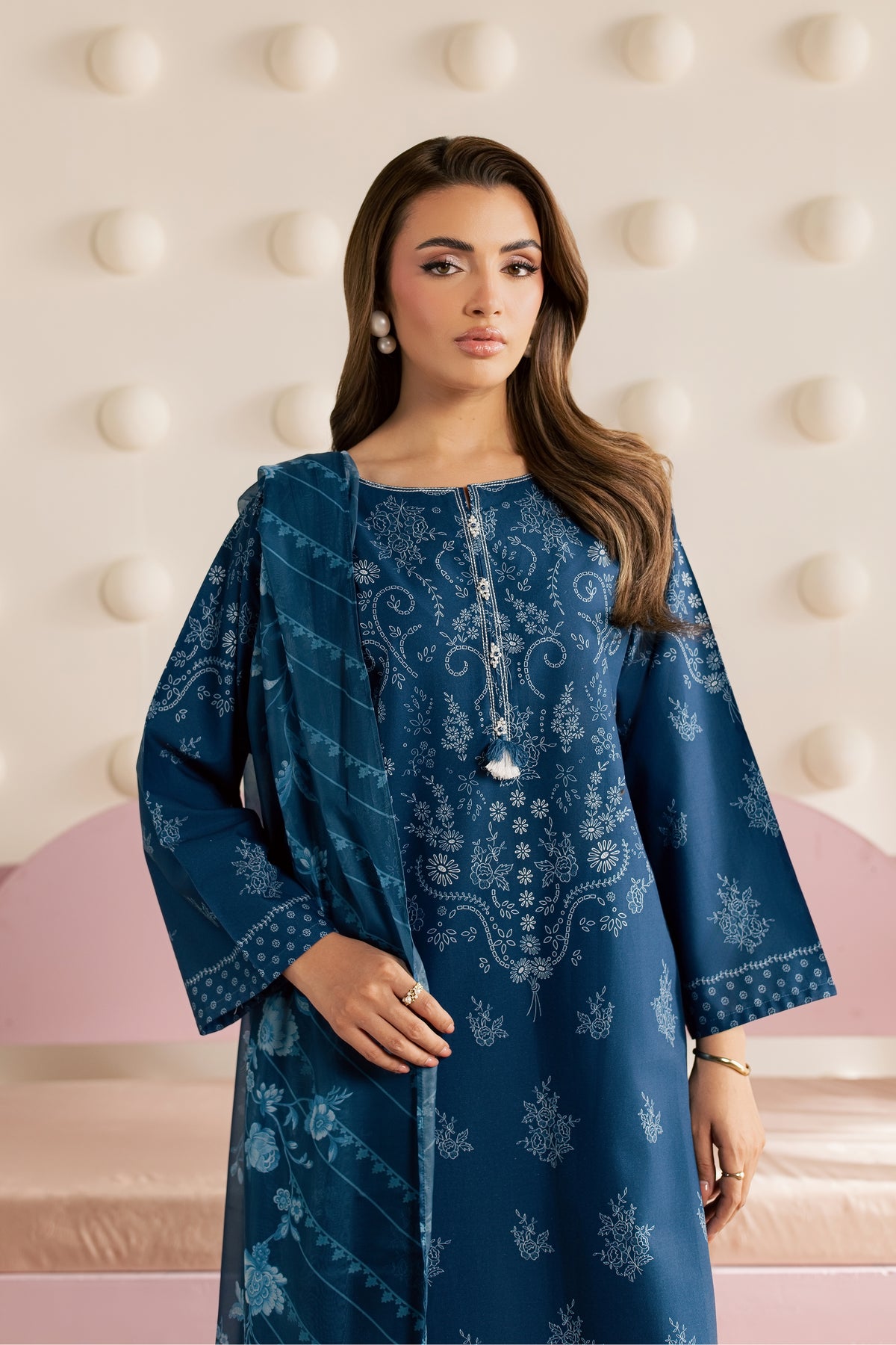 Blue Day 3Pc - Embroidered Cambric Pret