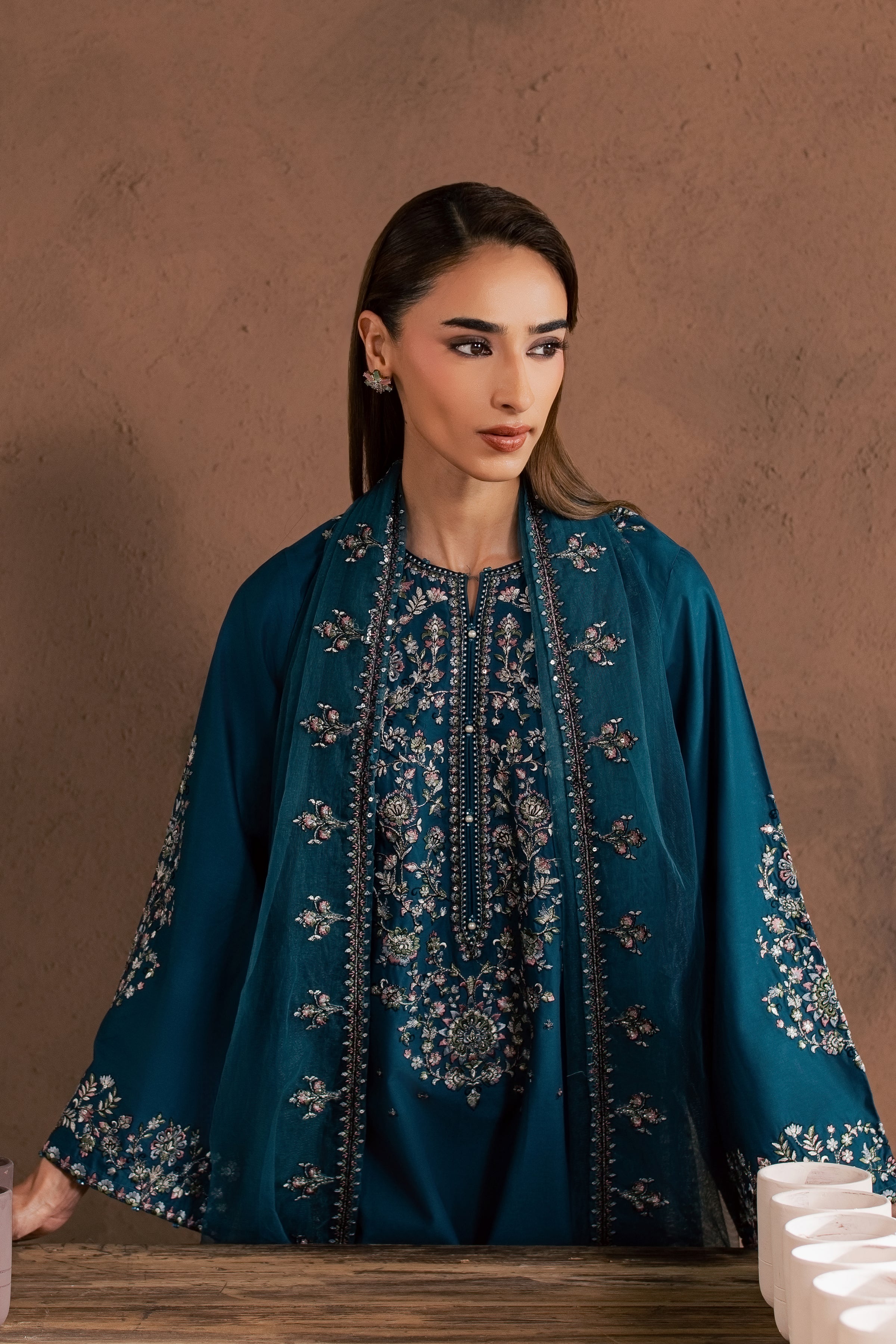 Viya 3Pc - Embroidered Cambric Pret