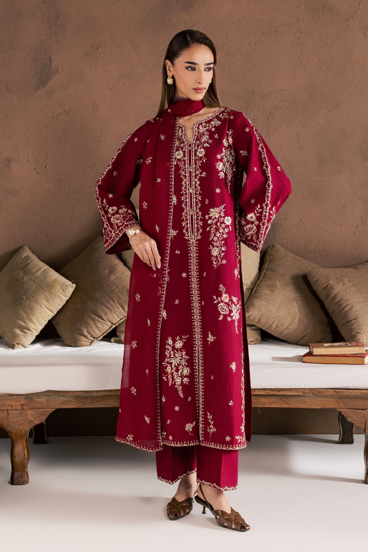 Zarshak 3Pc - Embroidered Cambric Pret