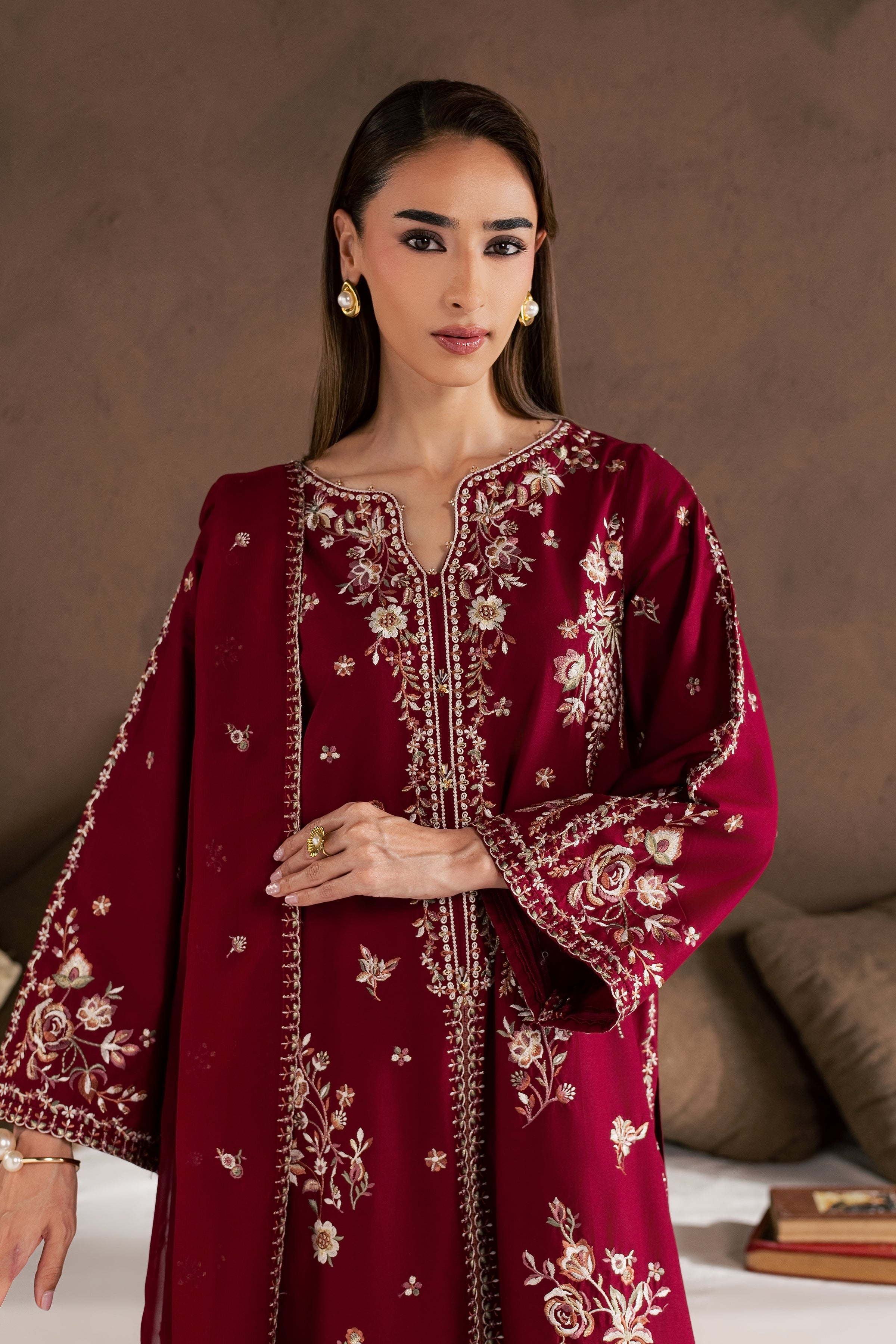 Zarshak 3Pc - Embroidered Cambric Pret