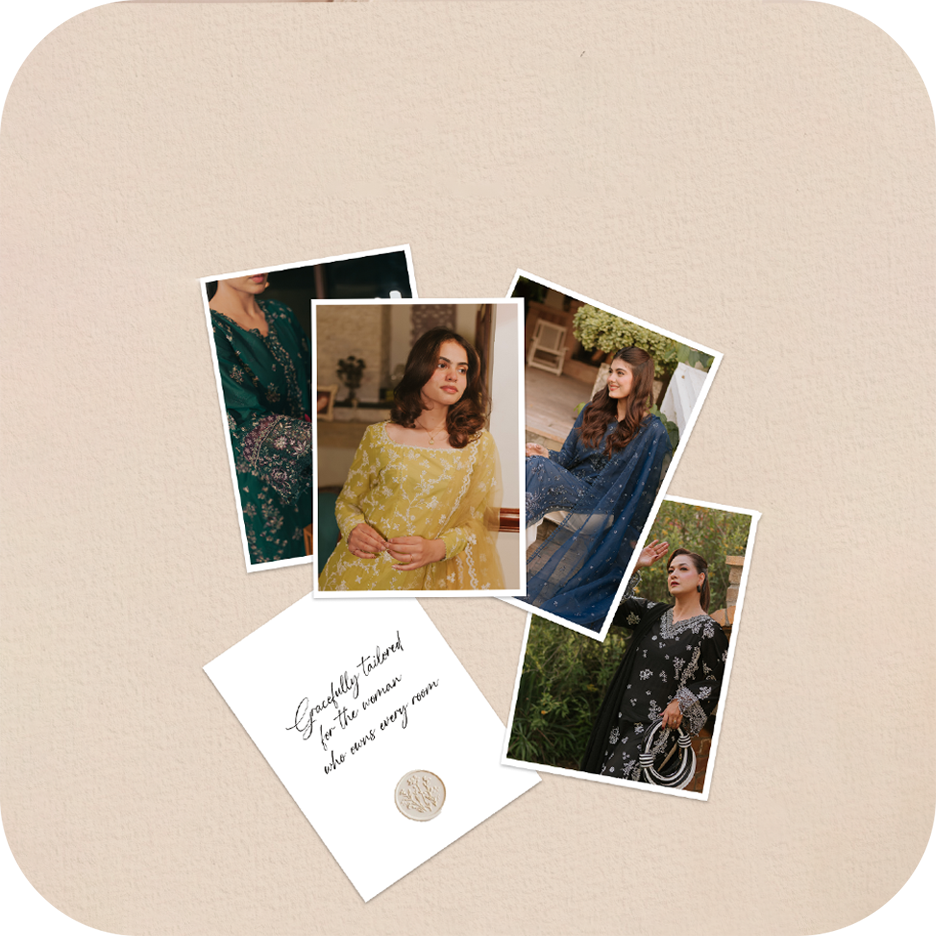 Influencers wearing OPHELIA luxury pret Eid outfits in different styles