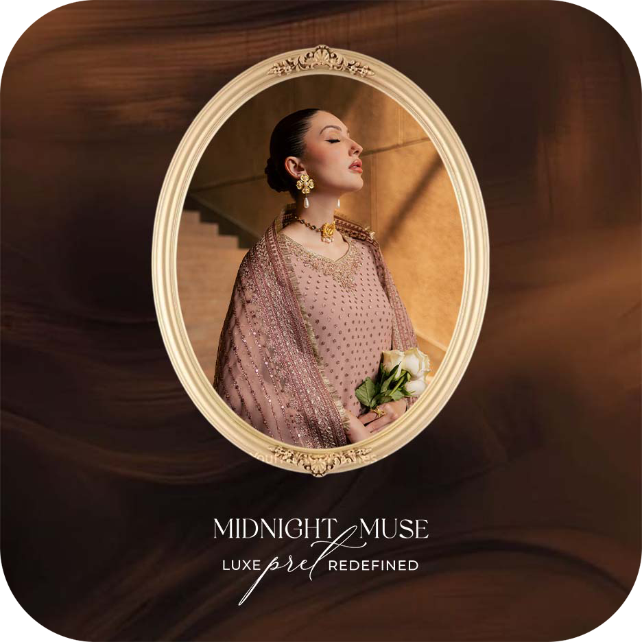 Midnight Muse by BATIK featuring luxury Pret ensembles with rich colours, intricate embroidery, sequins, organza dupattas and refined silhouettes for wedding festivities and elegant evening celebrations.