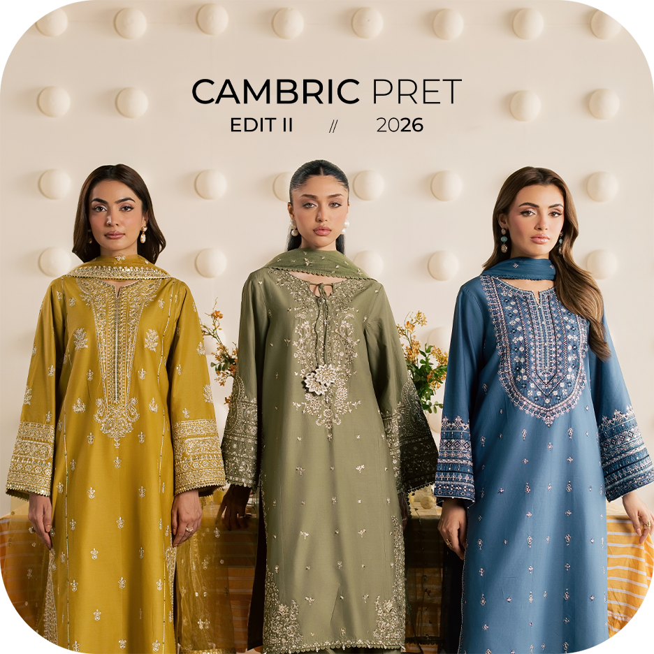 BATIK Cambric collection featuring elegant Pakistani outfits in soft and rich colours, intricate embroidery, floral prints, graceful silhouettes and versatile dupattas for everyday and festive dressing.