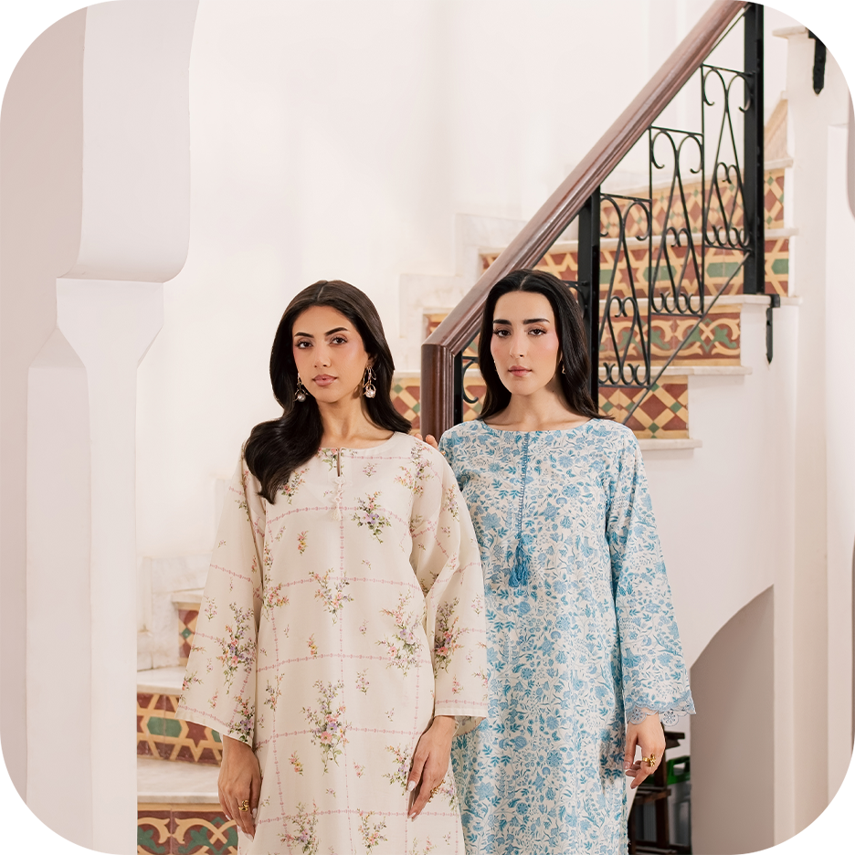 Luxury printed lawn ensemble from Ophelia by BATIK featuring elegant silhouettes and contemporary styling.