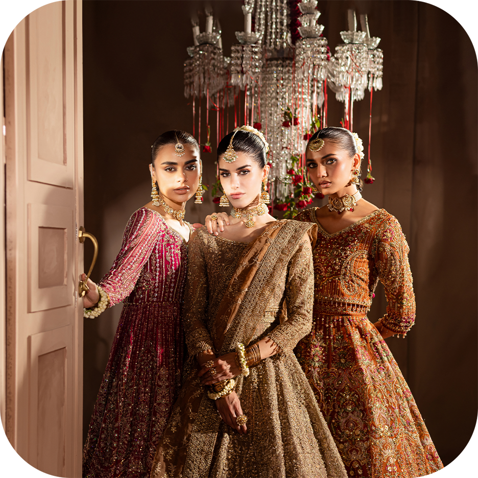 Affordable bridal dresses for mehndi, baraat, and walima