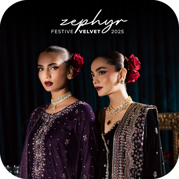 BATIK Zephyr velvet outfit photographed in soft winter light, showcasing rich colour, elegant embroidery, and the smooth texture of the velvet fabric.