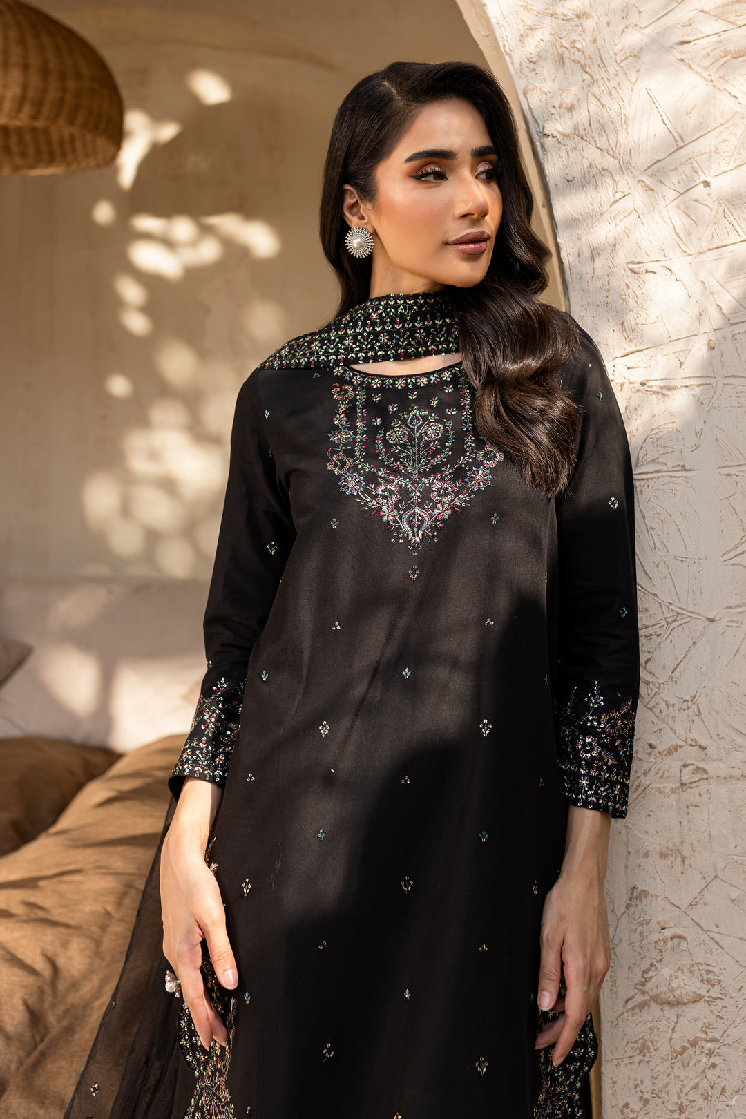 Azha 3Pc - Embroidered Khaddar Dress - BATIK