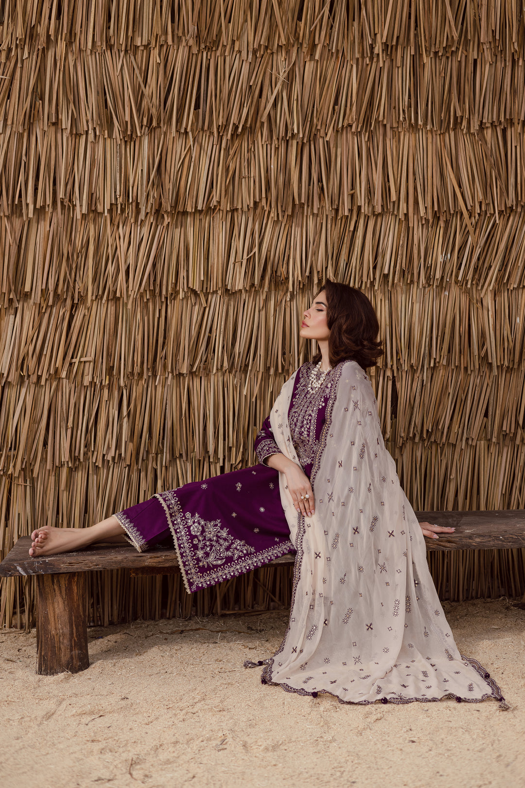 Solace 3Pc - Embroidered Khaddar Dress