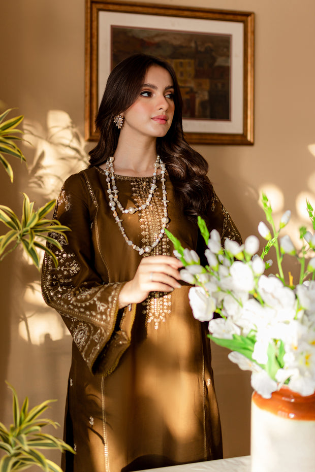 Green 2Pc - Embroidered Khaddar Dress