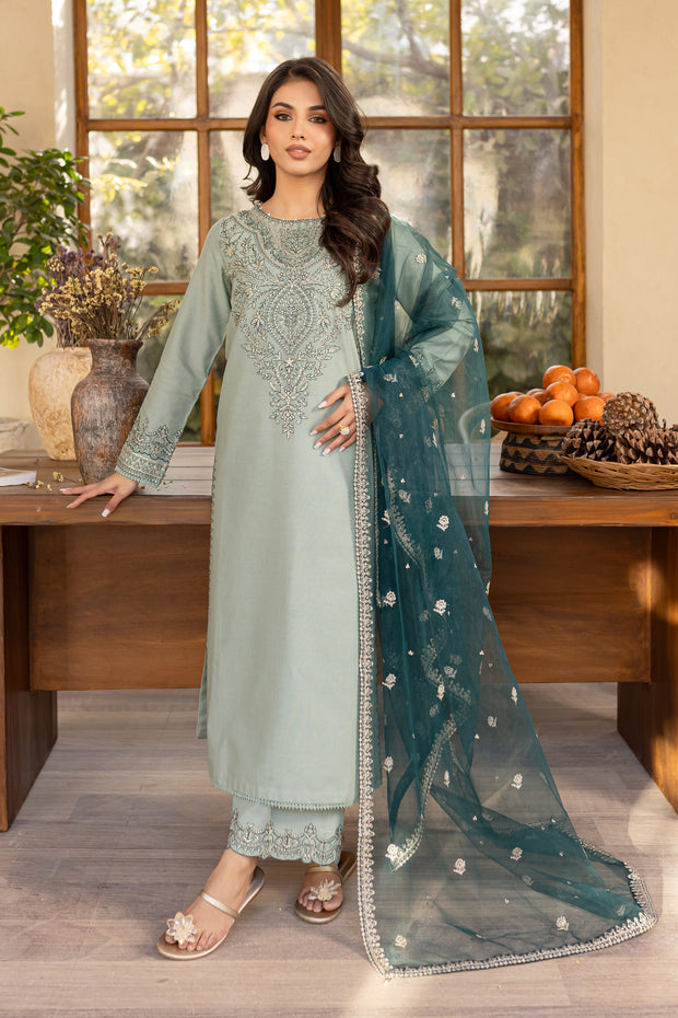 Sea Sand 3Pc - Embroidered Khaddar Dress