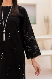 Dark Black 2Pc - Embroidered Cambric Dress - BATIK