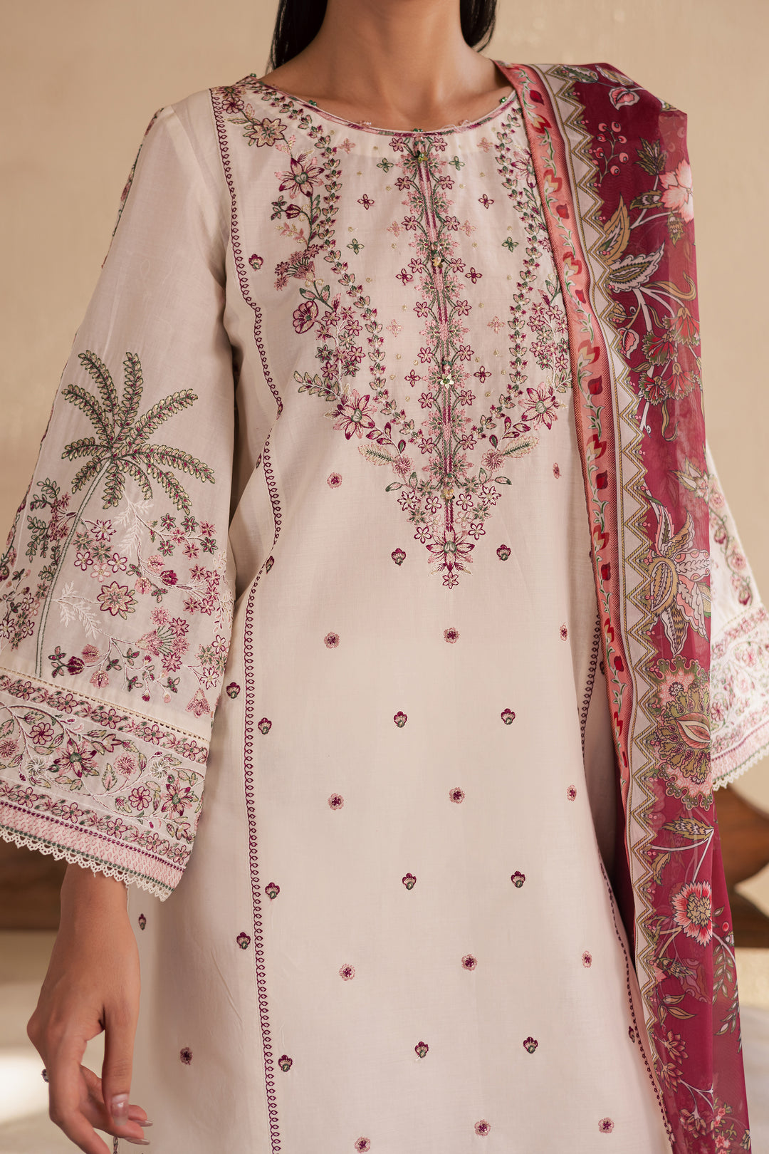 Flynn 3Pc - Embroidered Solid Dress - BATIK