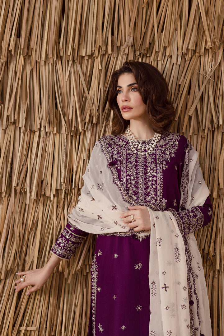 Solace 3Pc - Embroidered Khaddar Dress