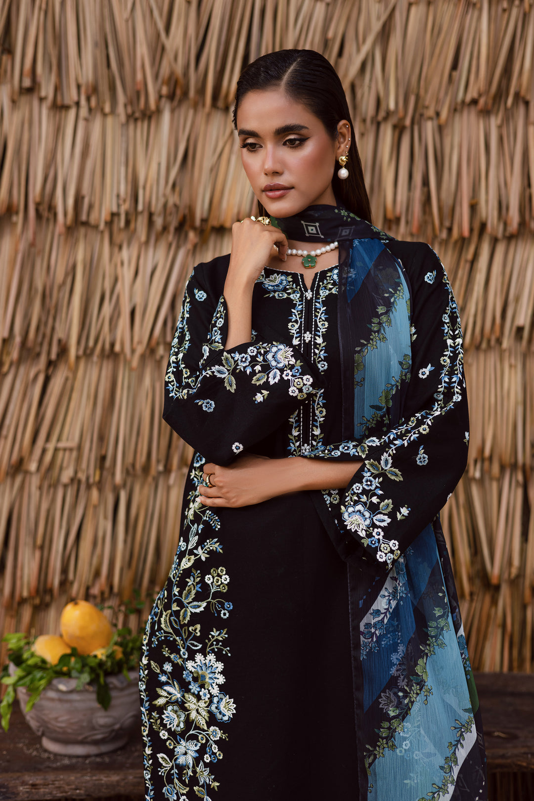 Crimora 3Pc - Embroidered Khaddar Dress