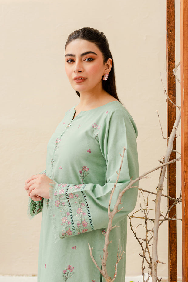 Vinyl 2Pc - Embroidered Karandi Dress - BATIK