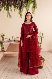 Maroon Sitara 3Pc - Embroidered Lawn Dress - BATIK