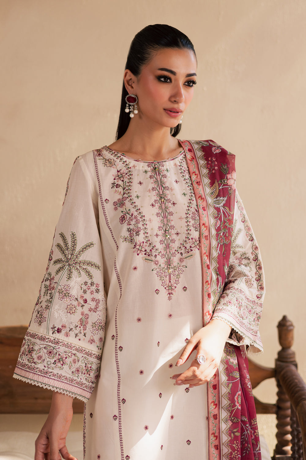 Flynn 3Pc - Embroidered Solid Dress - BATIK