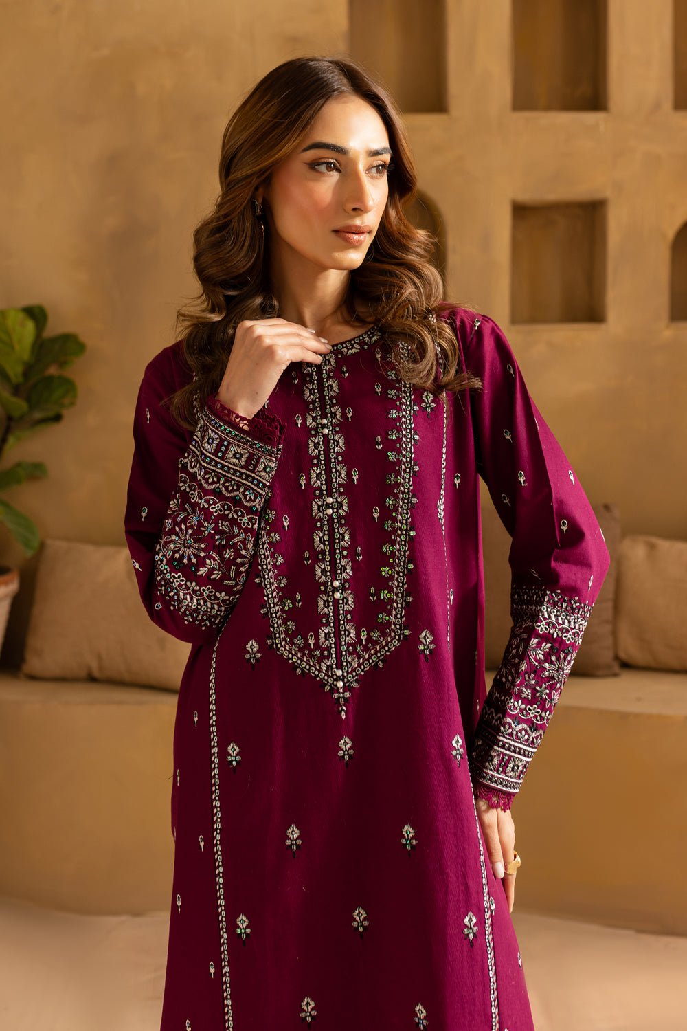 Mahay 2Pc- Embroidered Khaddar Dress - BATIK