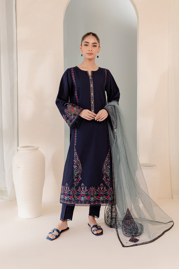 Couture 3Pc - Embroidered Karandi Dress - BATIK