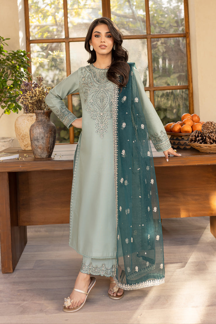 Sea Sand 3Pc - Embroidered Khaddar Dress