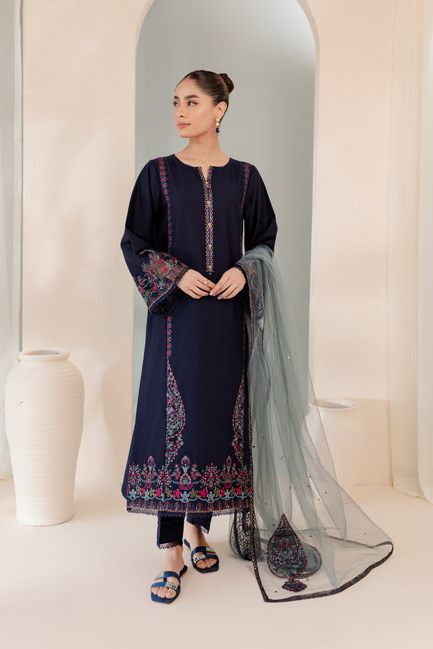 Couture 3Pc - Embroidered Karandi Dress - BATIK
