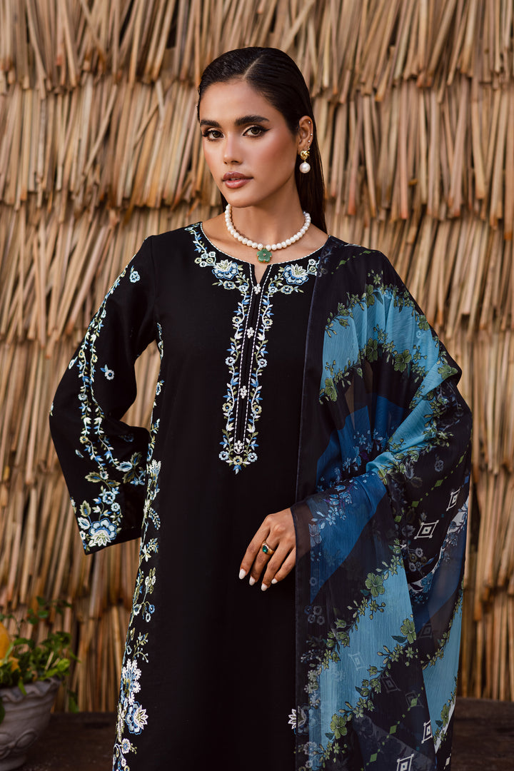 Crimora 3Pc - Embroidered Khaddar Dress