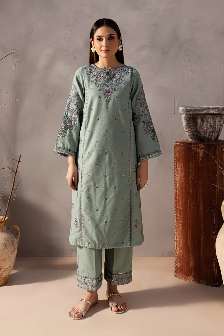 Vortex 2Pc - Embroidered Karandi Dress