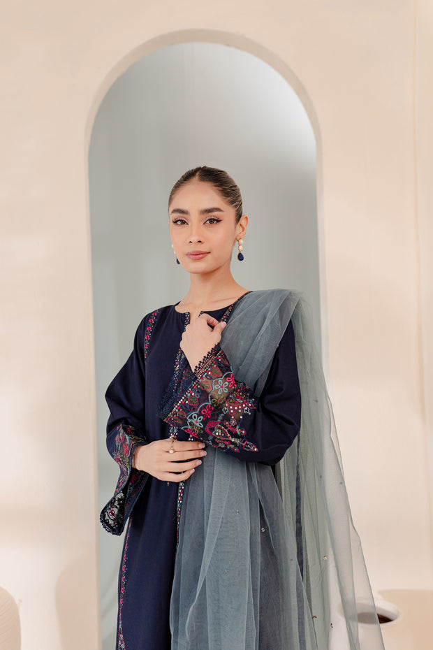 Couture 3Pc - Embroidered Karandi Dress - BATIK