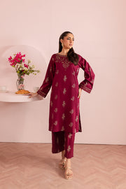 Ruby Red 2Pc - Embroidered Lawn Dress - BATIK