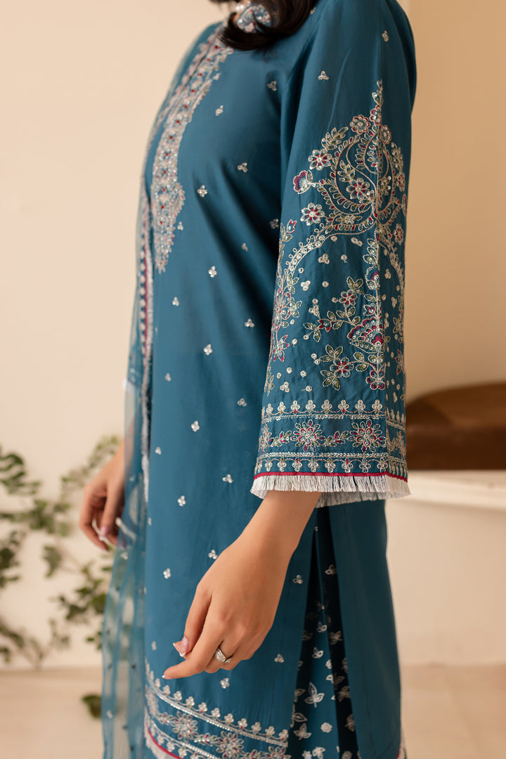 Leila 3Pc - Embroidered Sharara Pret