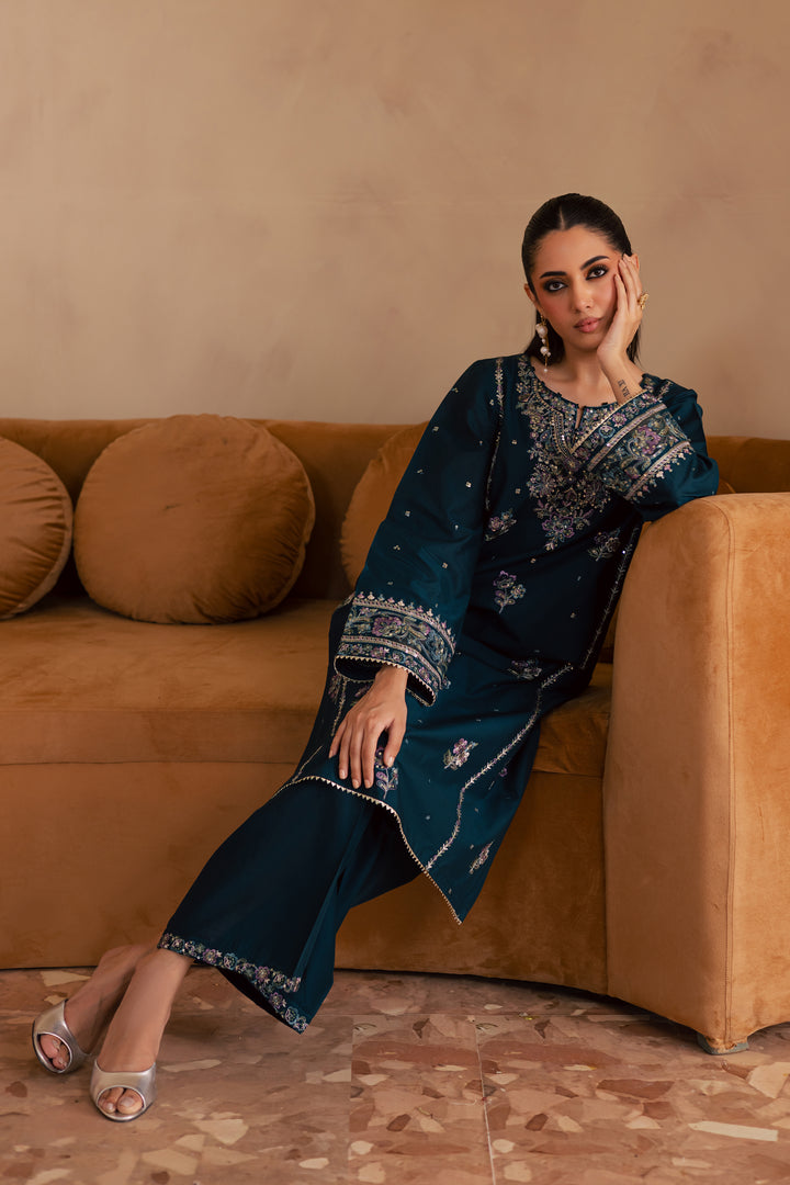 Pine 2Pc - Embroidered Solid Dress - BATIK