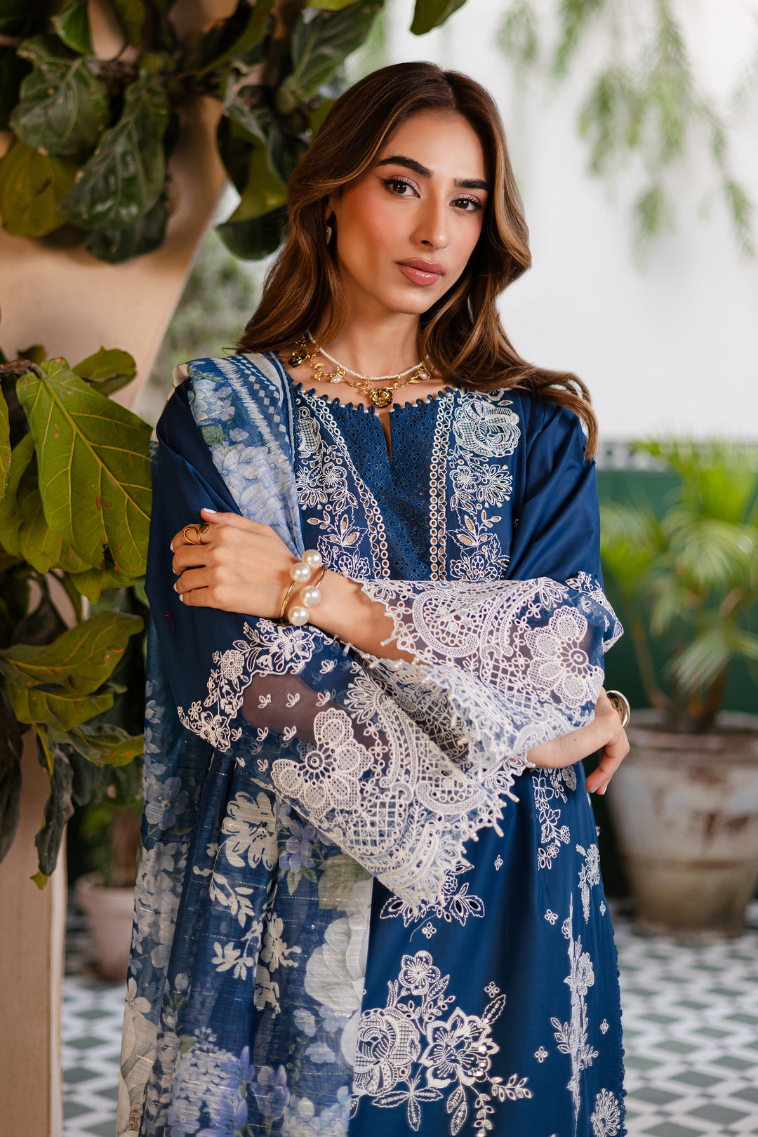 Smokey Blue 3Pc - Festive Eid Pret