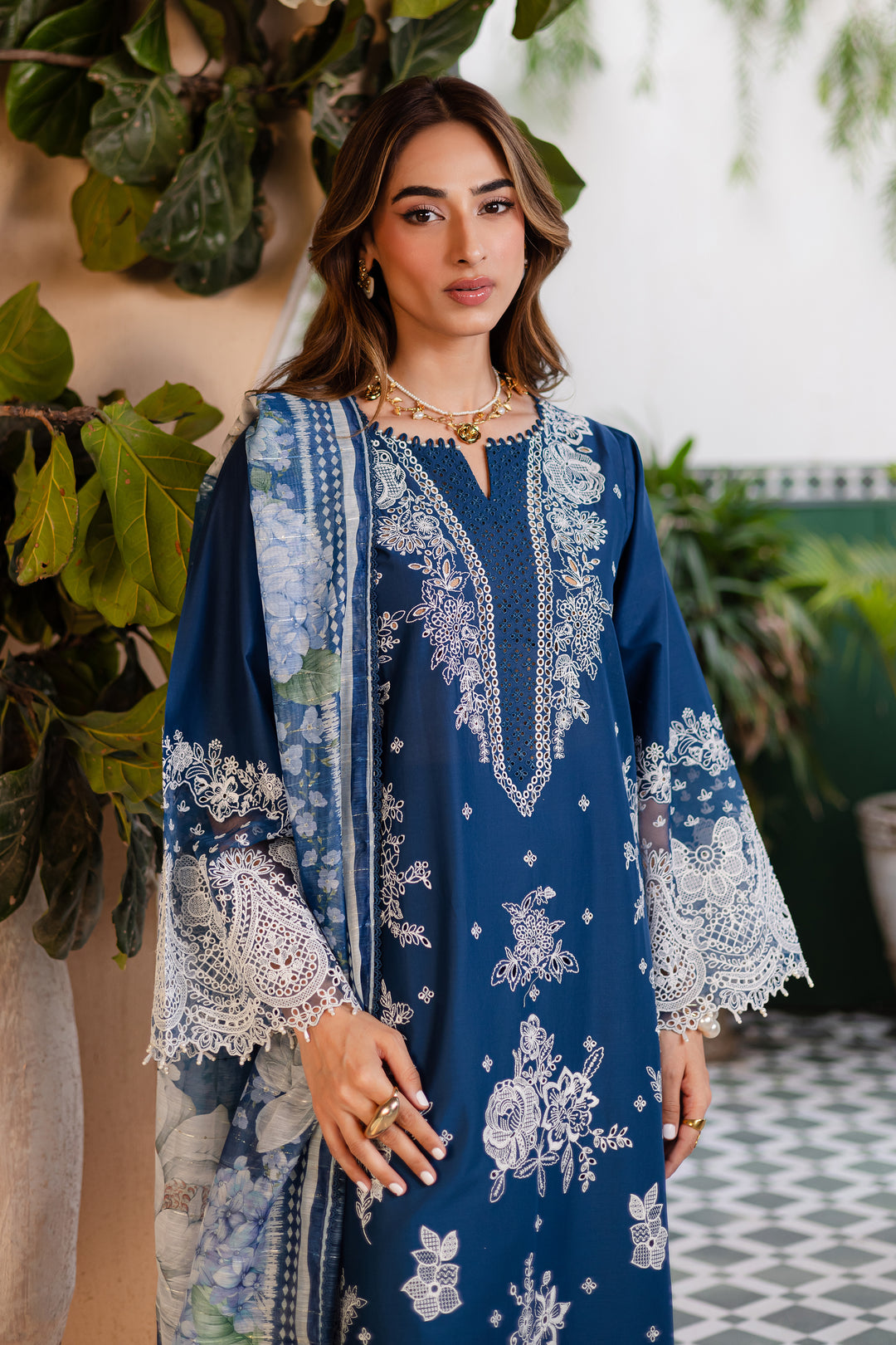 Smokey Blue 3Pc - Festive Eid Pret