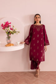 Ruby Red 2Pc - Embroidered Lawn Dress - BATIK