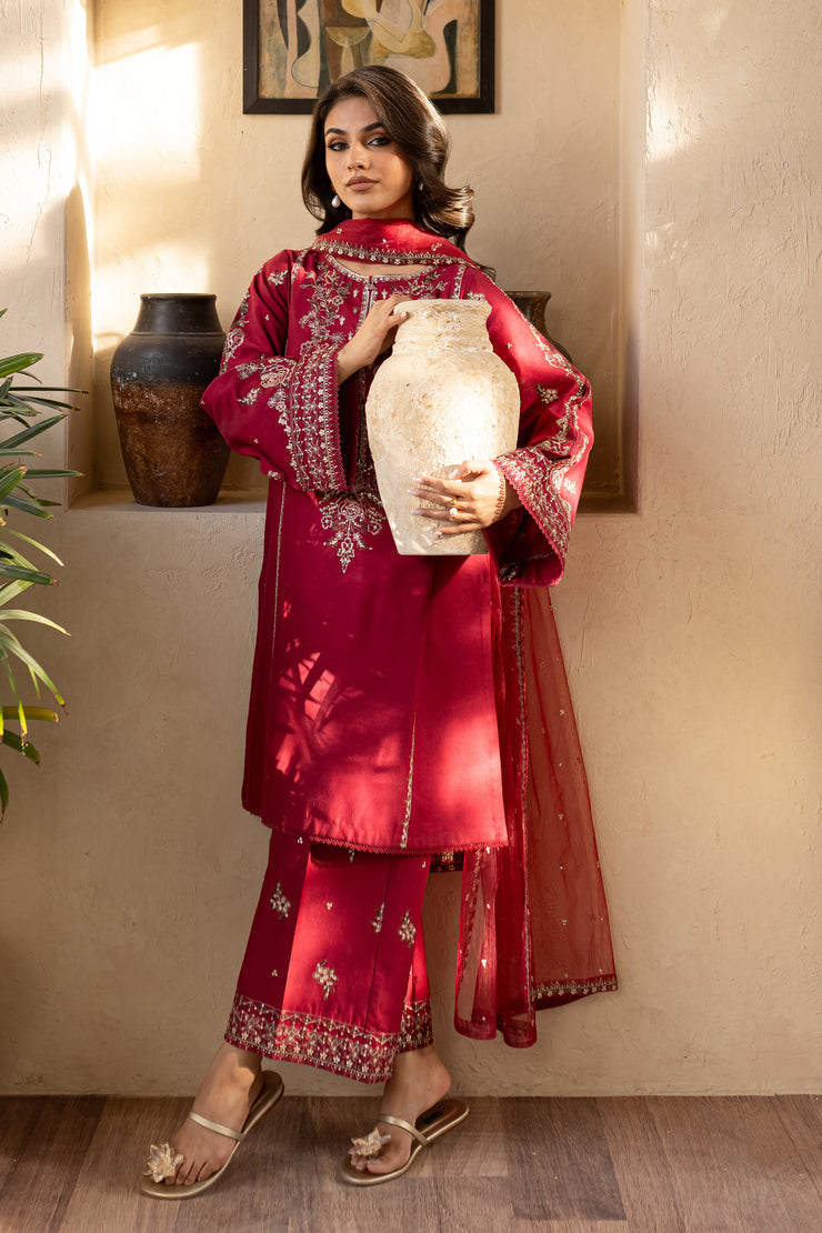 Zarina 3Pc - Embroidered Karandi Dress