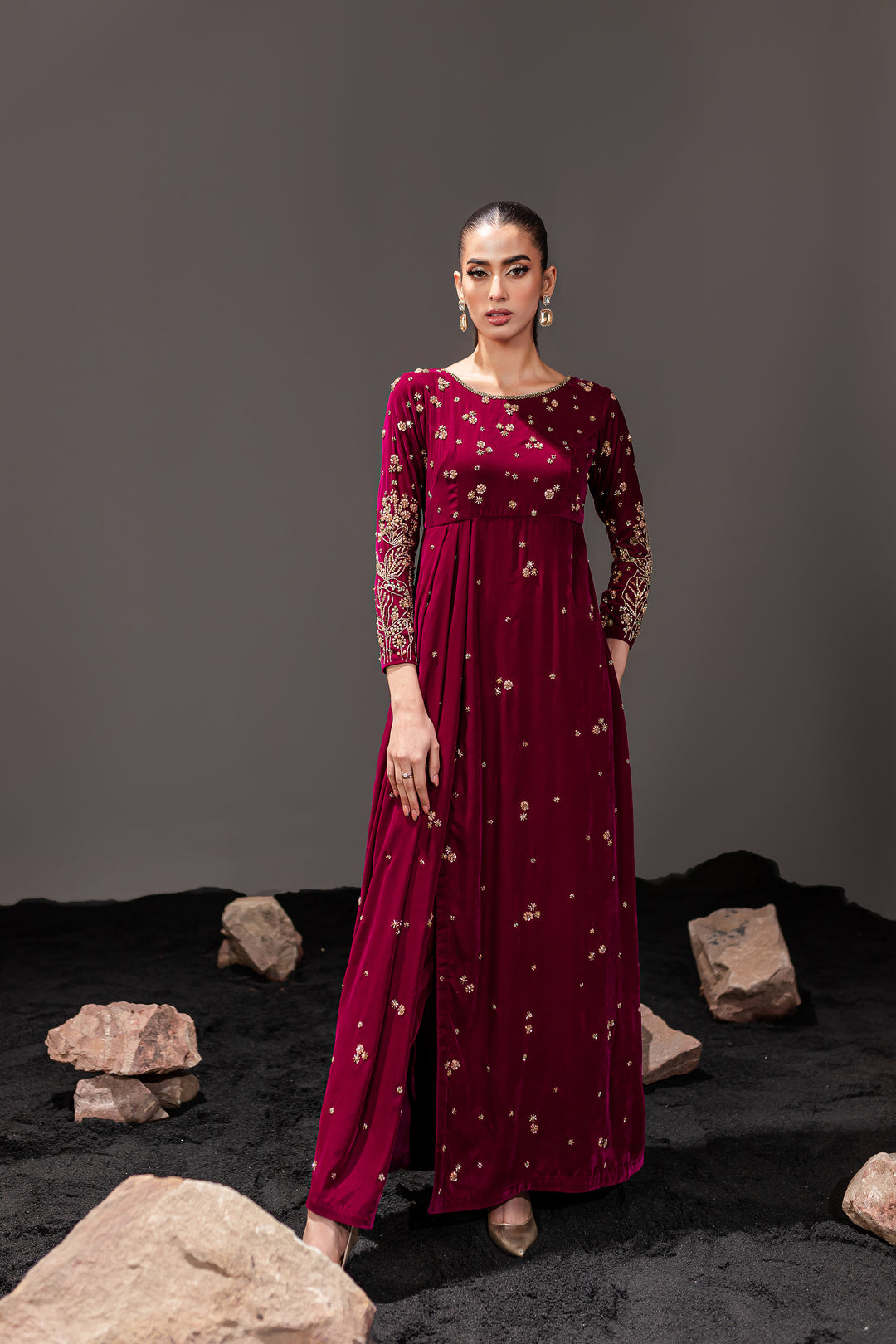 Cicely Berry 2Pc -  Formal Velvet Maxi - BATIK