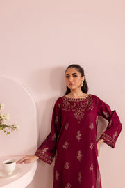 Ruby Red 2Pc - Embroidered Lawn Dress - BATIK