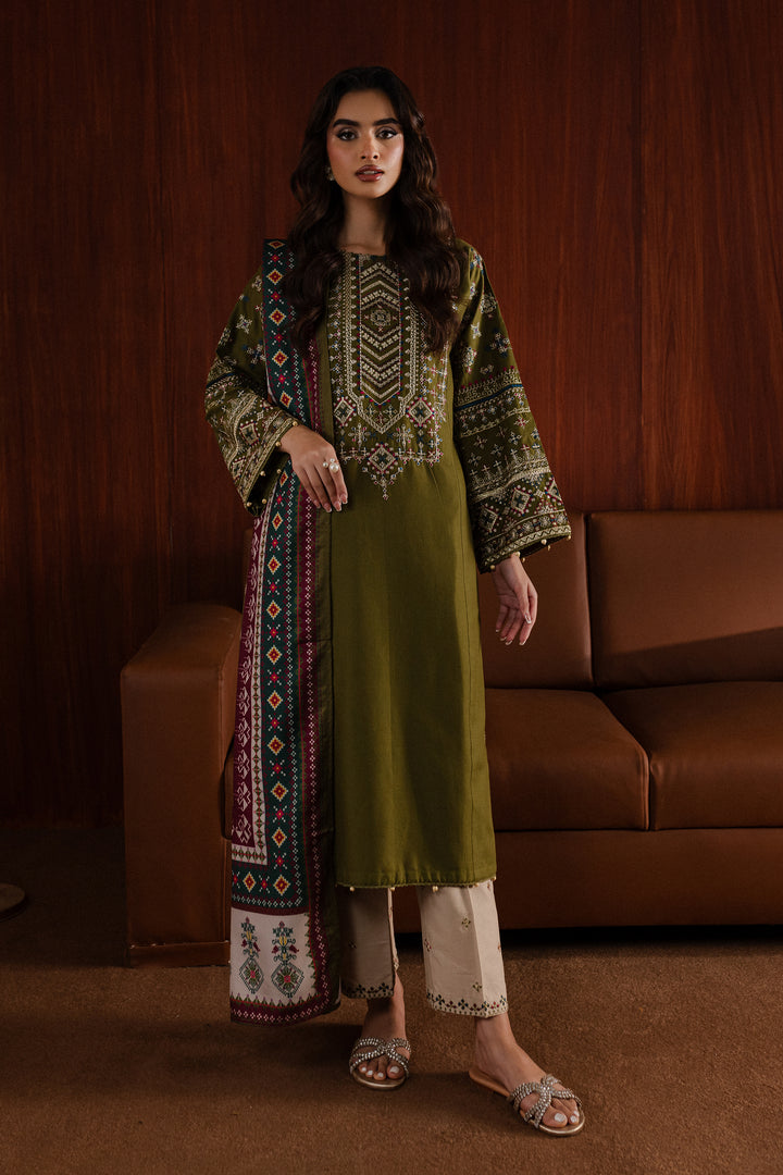 Fern Fall 3Pc - Embroidered Khaddar Dress - BATIK