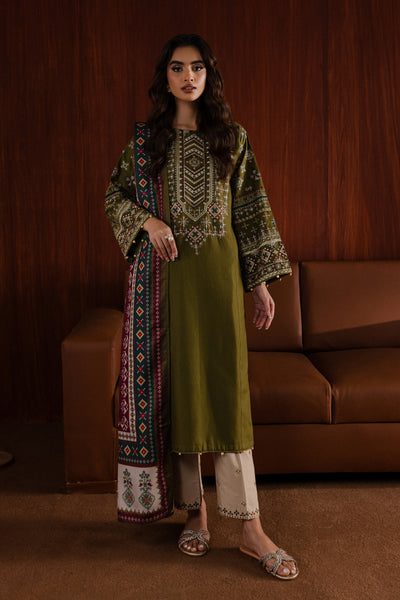 Fern Fall 3Pc - Embroidered Khaddar Dress