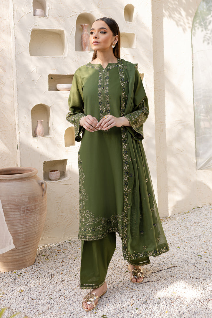 Leafy 3Pc - Embroidered Khaddar Dress - BATIK