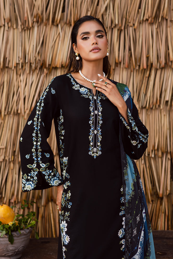 Crimora 3Pc - Embroidered Khaddar Dress