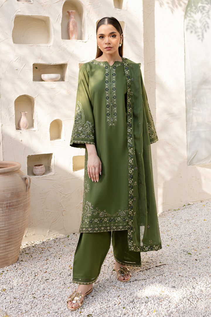 Leafy 3Pc - Embroidered Khaddar Dress - BATIK