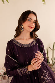 Purple Gold 3Pc - Embroidered Lawn Dress - BATIK