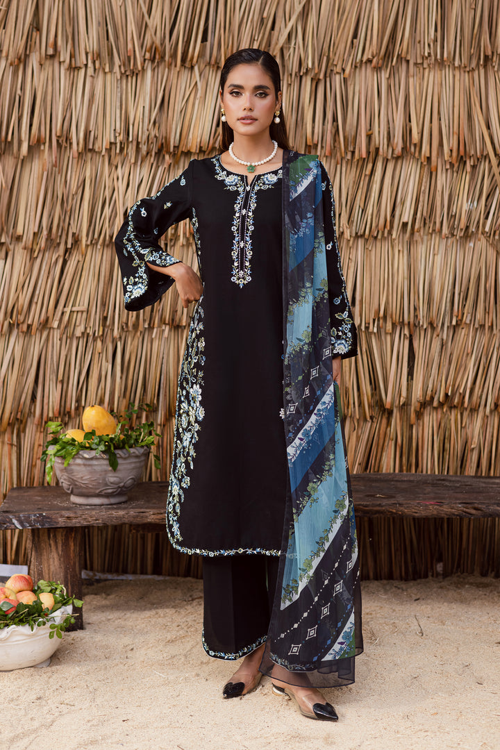 Crimora 3Pc - Embroidered Khaddar Dress