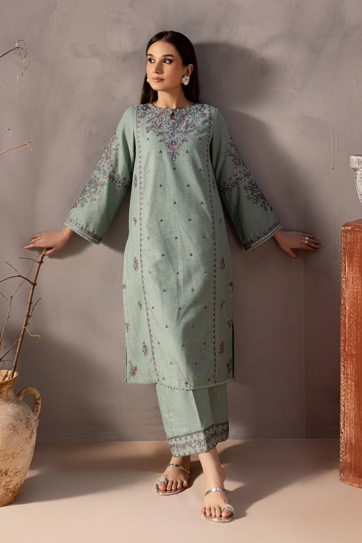 Vortex 2Pc - Embroidered Karandi Dress