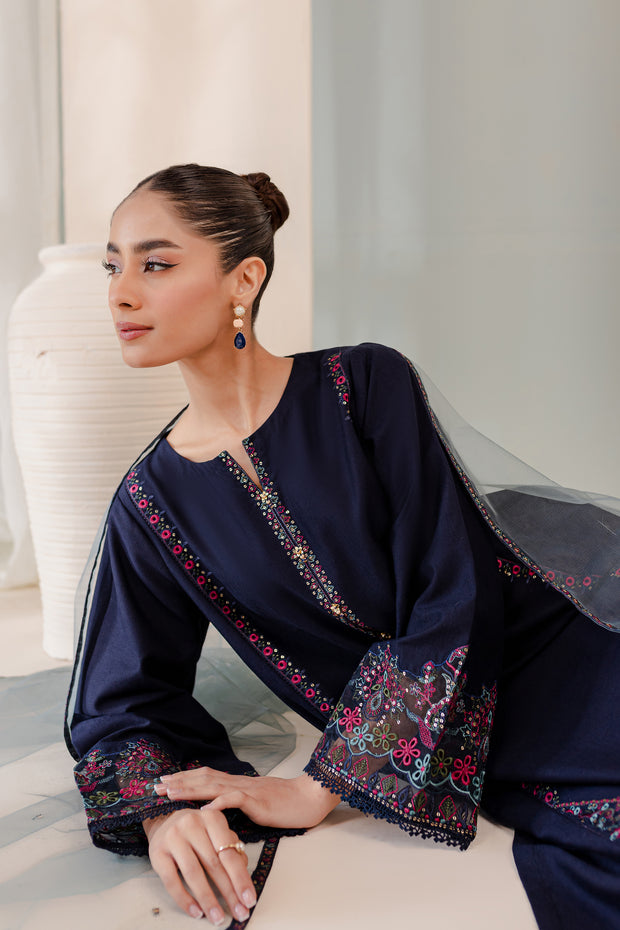 Couture 3Pc - Embroidered Karandi Dress - BATIK