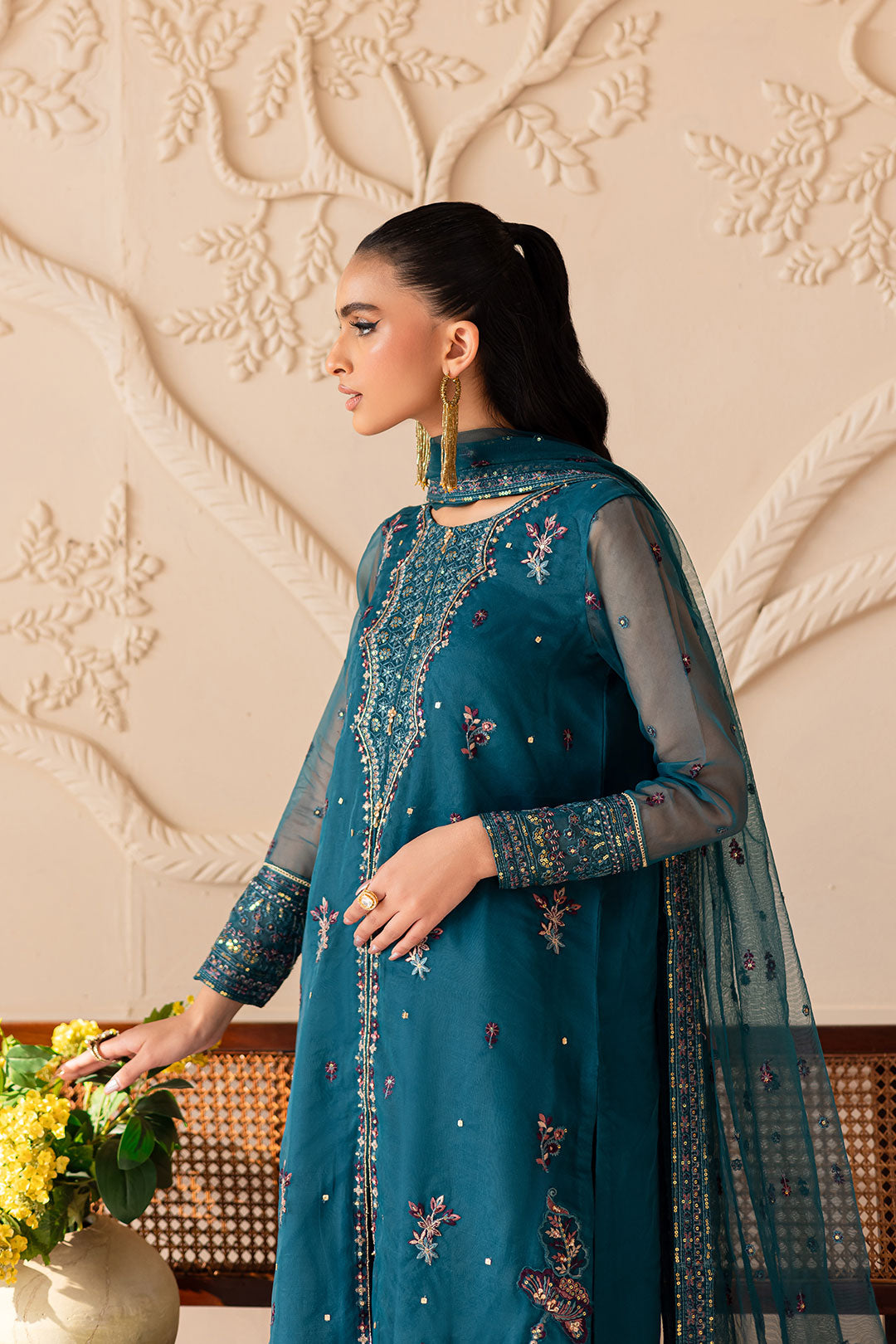 Sanaz 3PC - Embroidered Luxe Pret